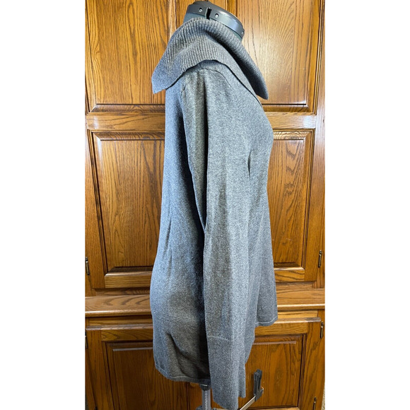 Zenergy By Chicos Sz 2 (12) Gray Cowl Neck Pullover Sweater Side Zippers - Picture 3 of 10